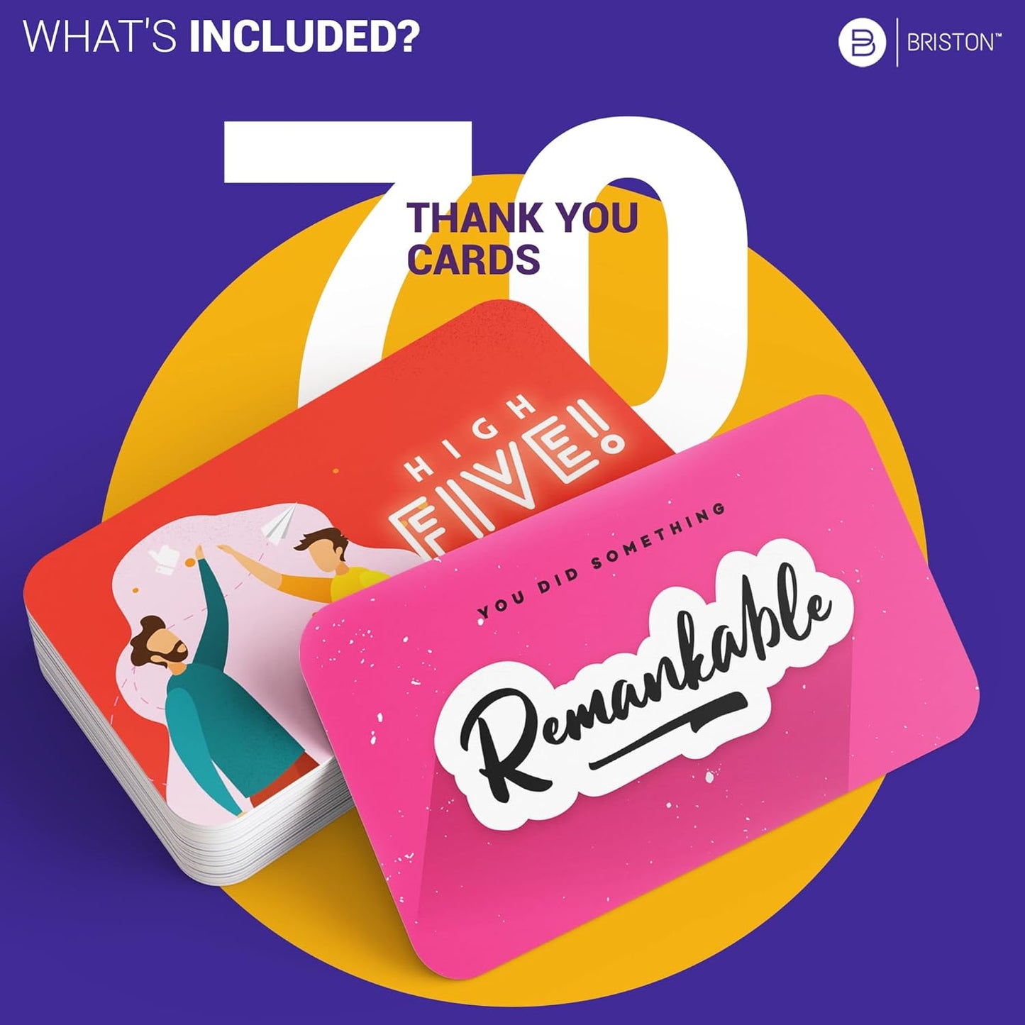 A set of 70 colorful Kudos Cards designed for appreciation and recognition, perfect for school lunchbox notes, employee motivation, teacher rewards, and inspirational gifting. Blank back for personalized messages.