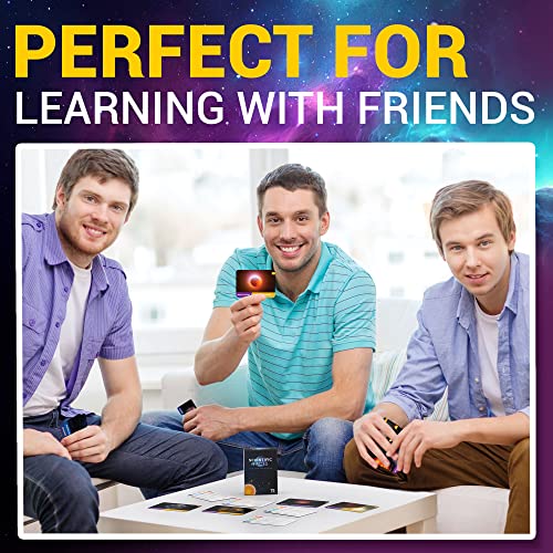 Set of 75 Space Flash Cards featuring vivid images of celestial objects, including planets, stars, and galaxies, designed for STEM learning and space exploration education.