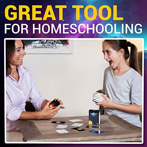 Set of 75 Space Flash Cards featuring vivid images of celestial objects, including planets, stars, and galaxies, designed for STEM learning and space exploration education.