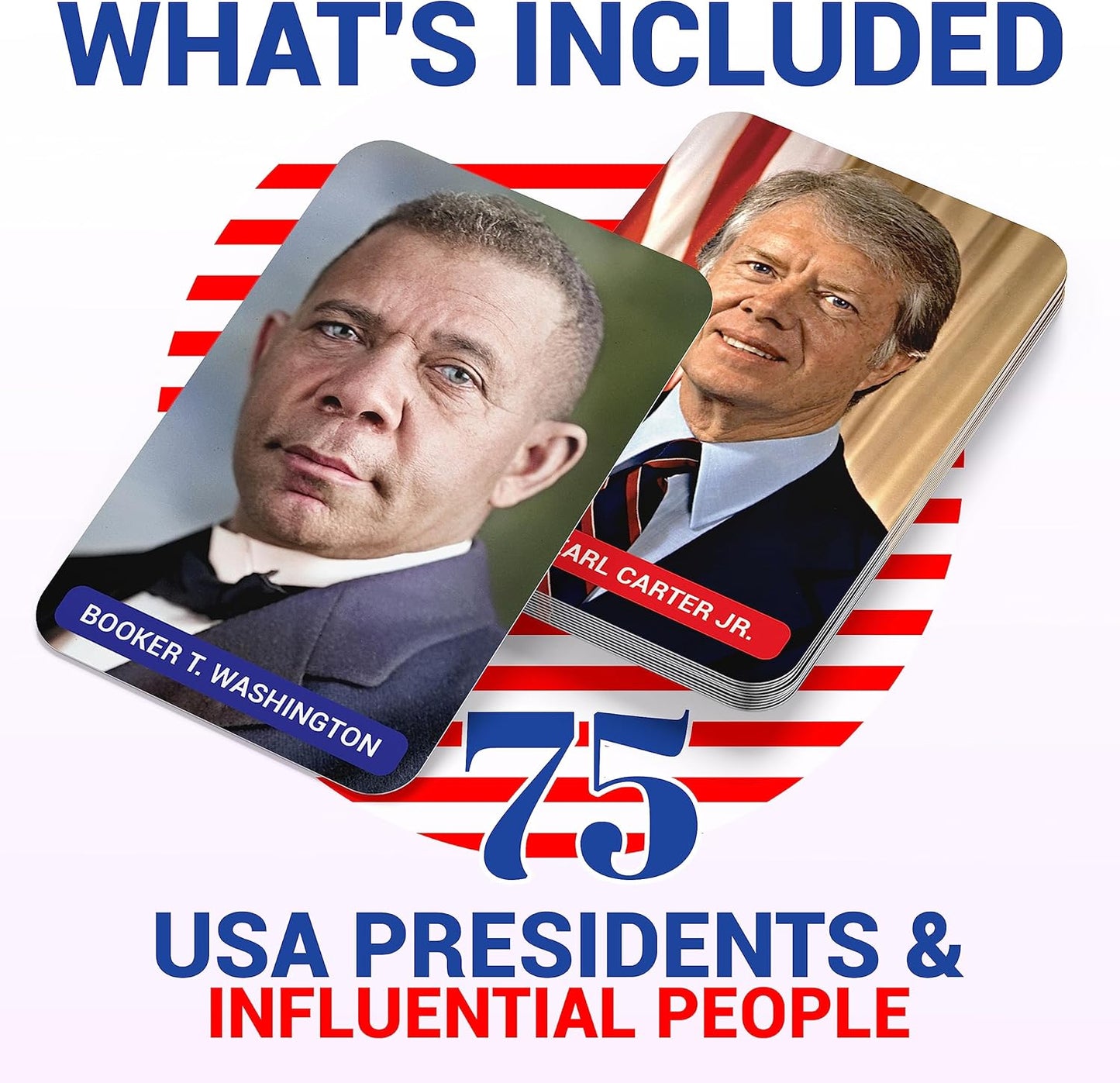 American history flash cards – US Presidents & Influential Figures Educational Learning Tool
