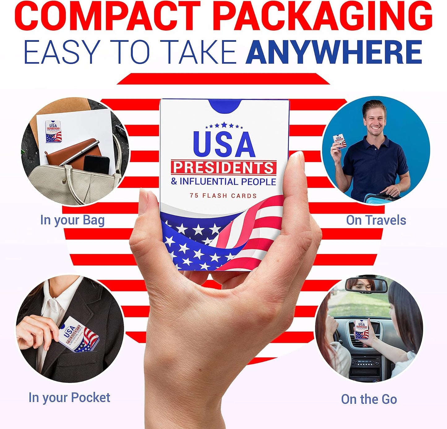 American history flash cards – US Presidents & Influential Figures Educational Learning Tool