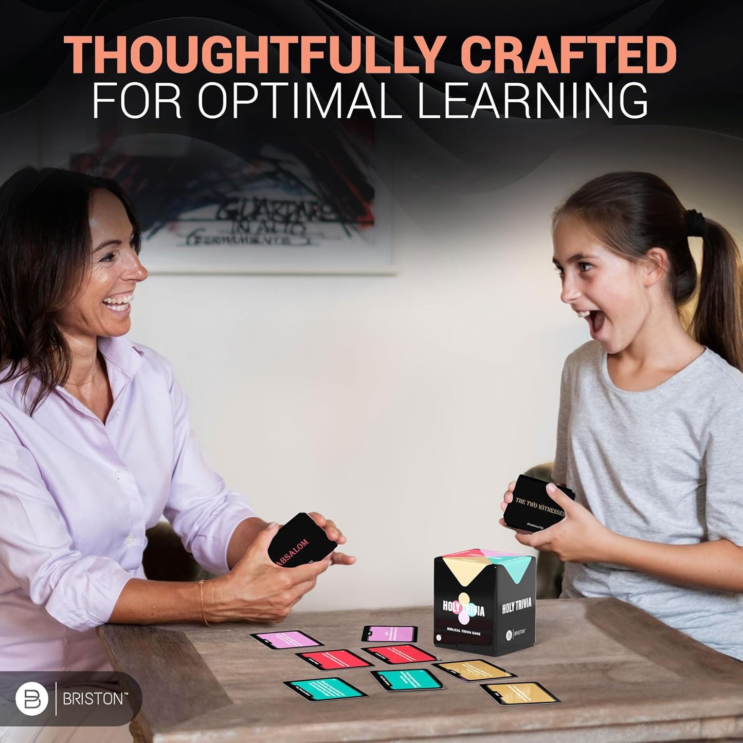 Briston Holy Trivia Bible Card Game – A fun and educational faith-based trivia game for families, church groups, and classrooms. Perfect for Bible study and learning games for kids.