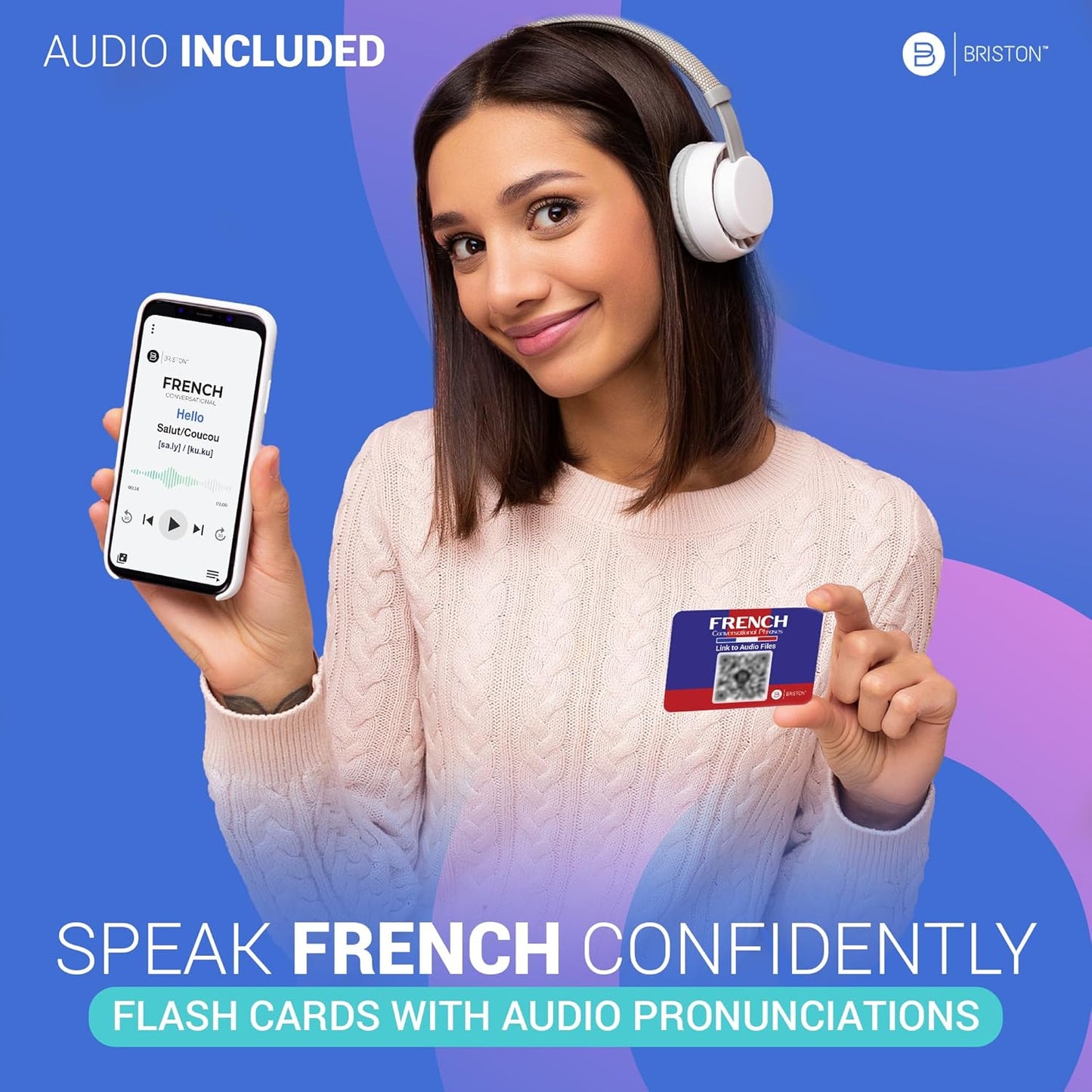 French travel phrase flashcards – Essential language learning tool for travelers, students, and beginners – Portable and durable flashcards for mastering conversational French on the go.