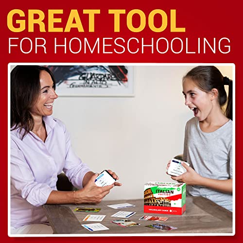 Italian Language Vocabulary Flash Cards – 300 Essential Words for Beginners – Fun & Interactive Learning Tool for Kids & Adults