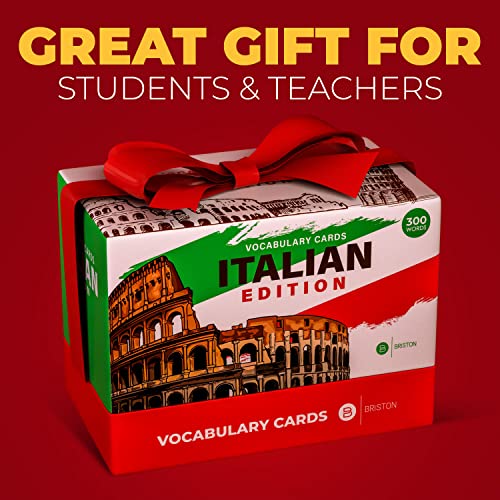 Italian Language Vocabulary Flash Cards – 300 Essential Words for Beginners – Fun & Interactive Learning Tool for Kids & Adults