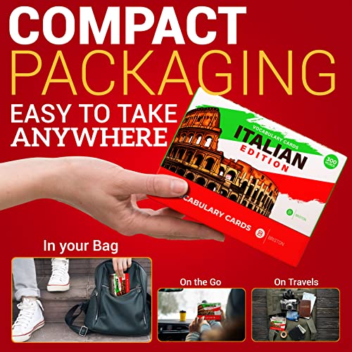 Italian Language Vocabulary Flash Cards – 300 Essential Words for Beginners – Fun & Interactive Learning Tool for Kids & Adults