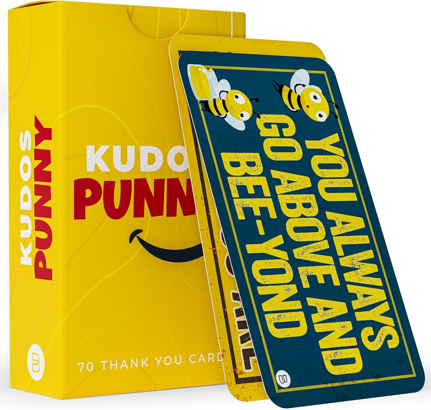 A set of colorful Kudos Punny Cards featuring fun and lighthearted puns, perfect for appreciation, recognition, and motivation for employees, students, and loved ones. Blank back for personalized messages.
