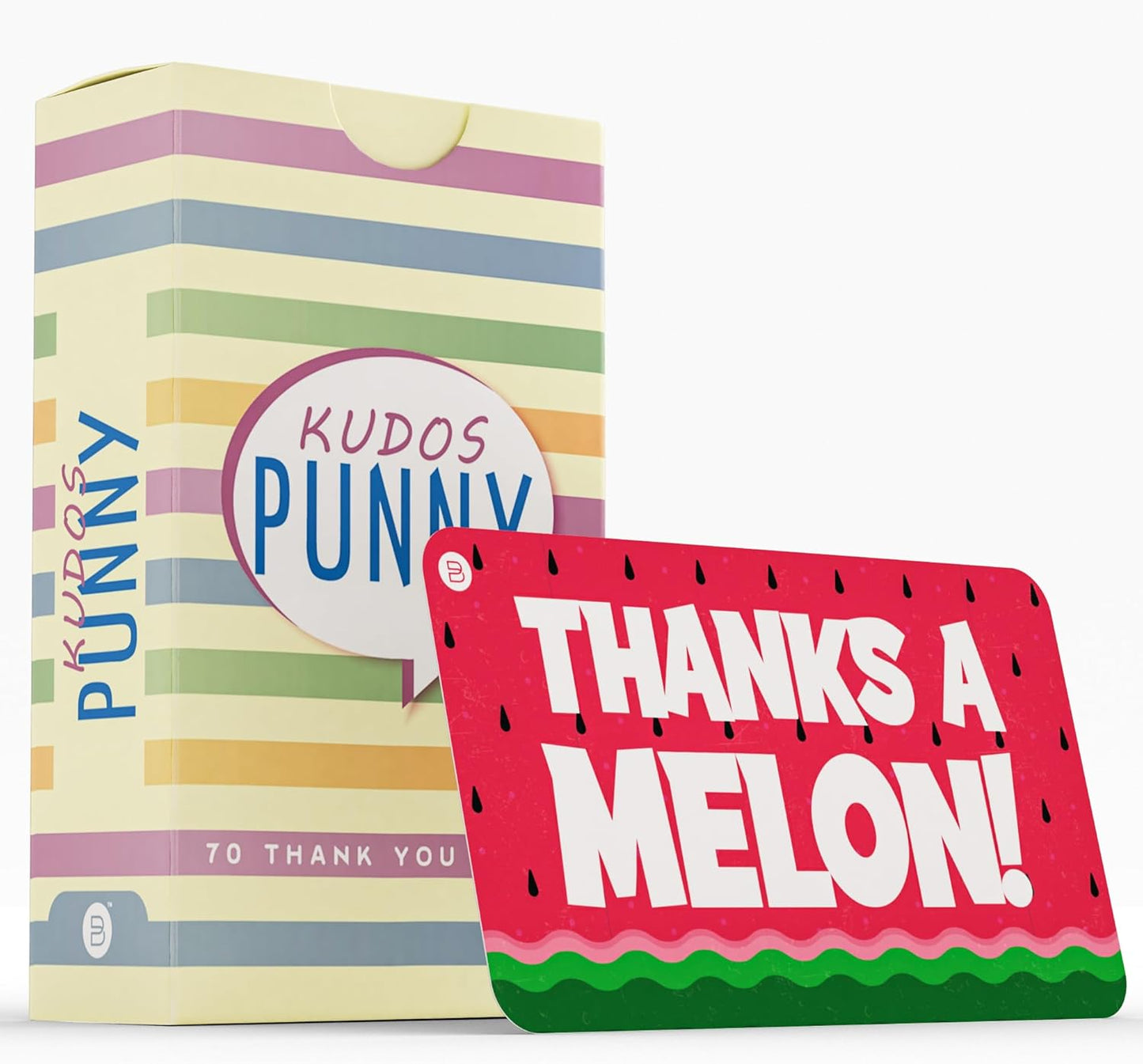 A set of vibrant Punny Kudos Cards featuring playful puns and cheerful designs, ideal for appreciation, recognition, and motivation for employees, students, and loved ones. Blank back for personalized messages.