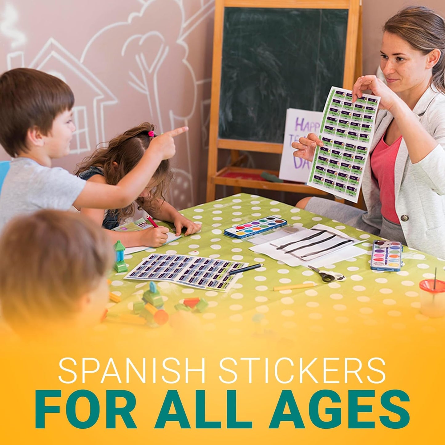 Spanish Vocabulary Sticker Labels – Fun & Interactive Language Learning Tool for Kids & Adults – Sight Word Practice & Memory Aid for Home, Classroom & Homeschool