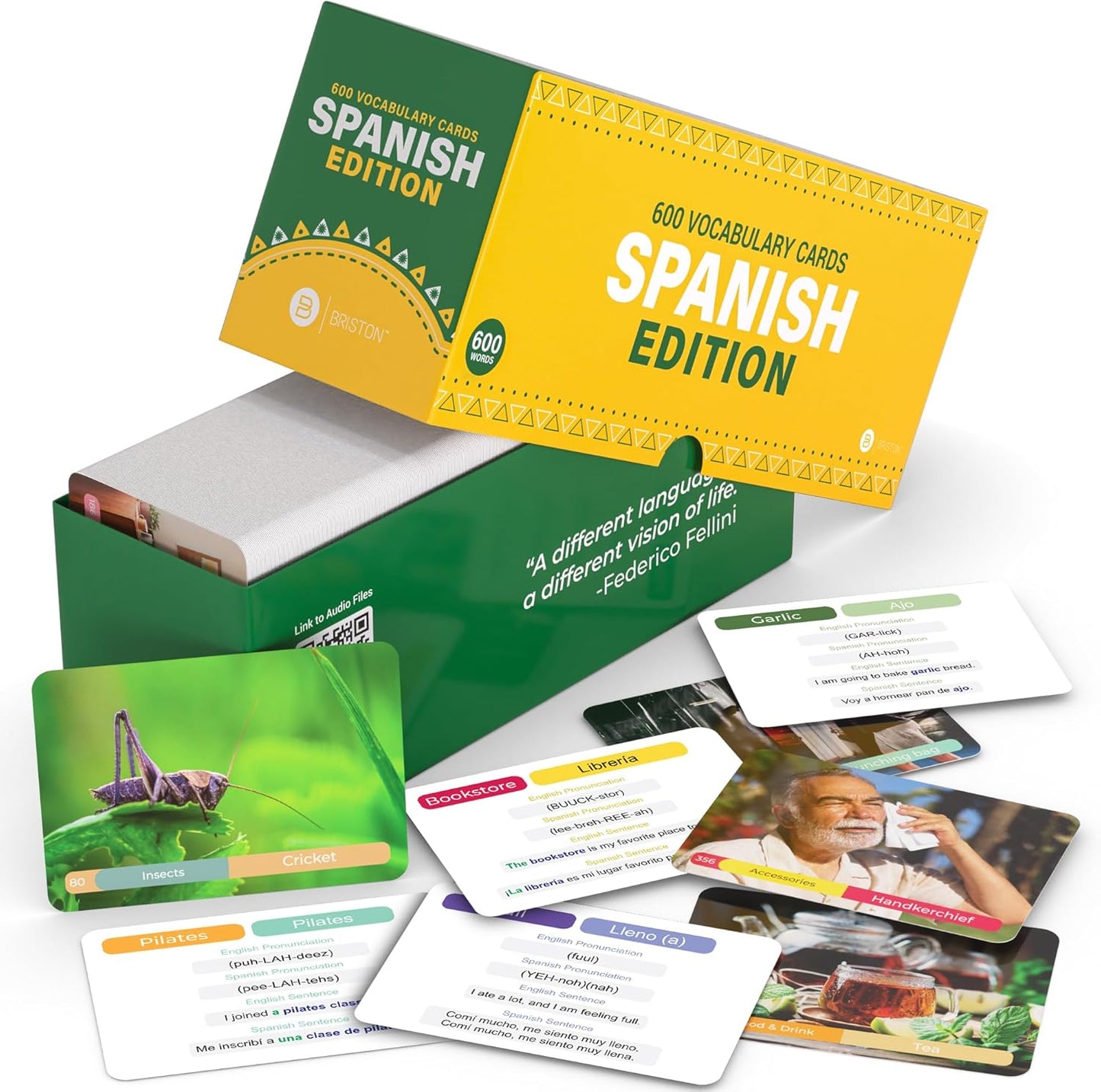 Spanish vocabulary flashcards for kids – Educational language learning cards with colorful illustrations, perfect for beginners, classrooms, and homeschool use.