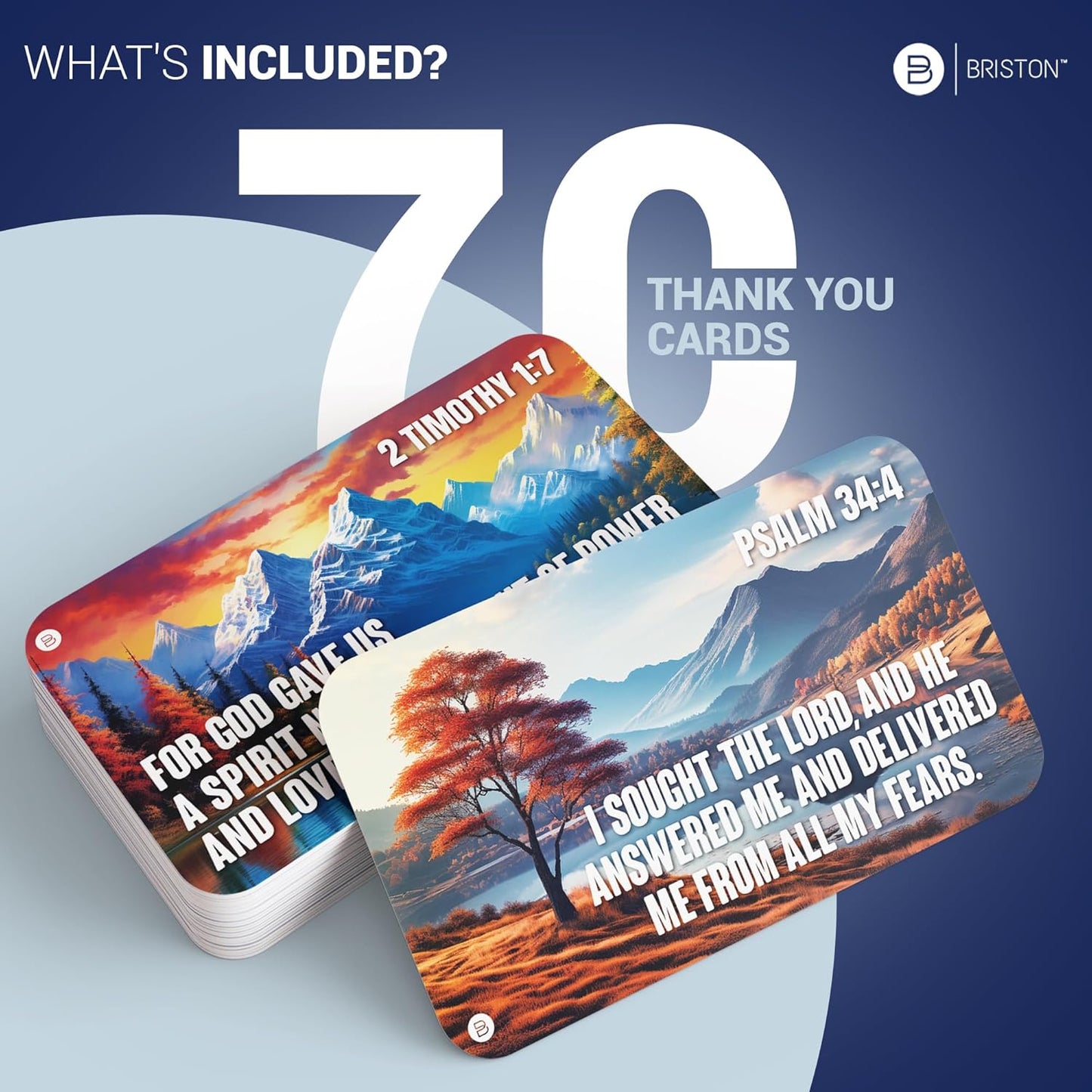 Stack of Briston Bible Verse Encouragement Cards featuring colorful designs and inspirational scripture quotes, perfect for sharing faith and positivity.