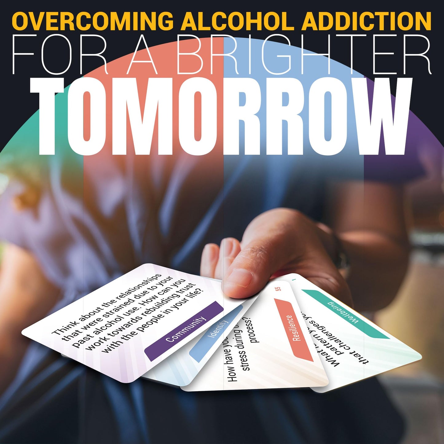 Alcohol addiction recovery tools – supportive flashcards for sobriety, motivation, and personal growth, ideal for therapy, counseling, and group sessions.