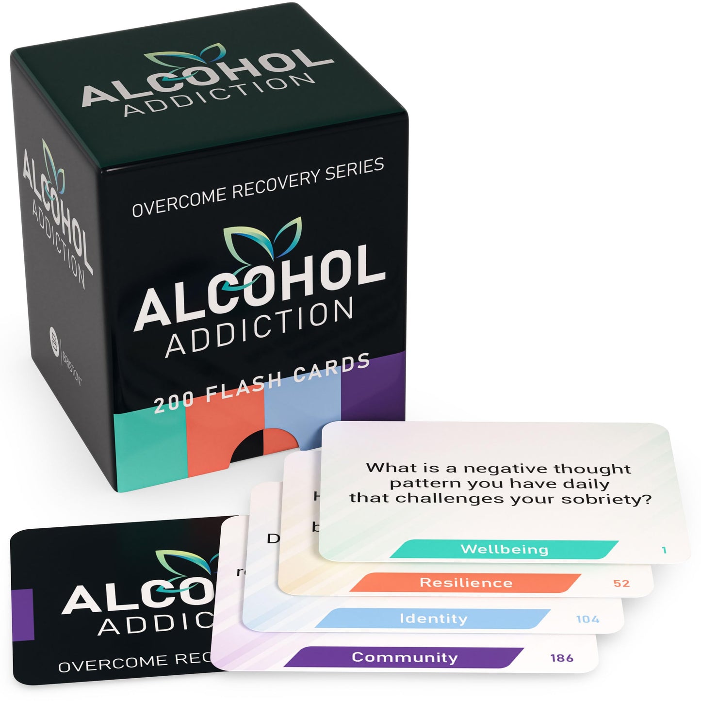 Alcohol addiction recovery tools – supportive flashcards for sobriety, motivation, and personal growth, ideal for therapy, counseling, and group sessions.