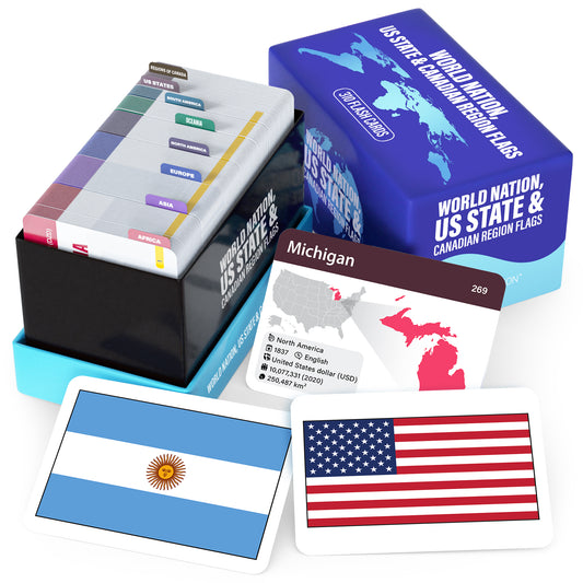 World Geography Flash Cards – 310 Cards with Countries, US States & Canada