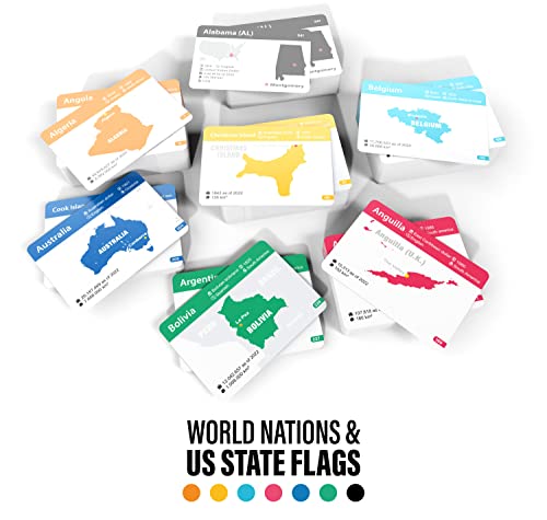 Countries of The World Flashcards – 290 Country & US States Complete with Capital, Continent, Flag & More – Educational Geography Flash Card Game Gift for Kids, Family & Adults [Updated 2023 Edition]