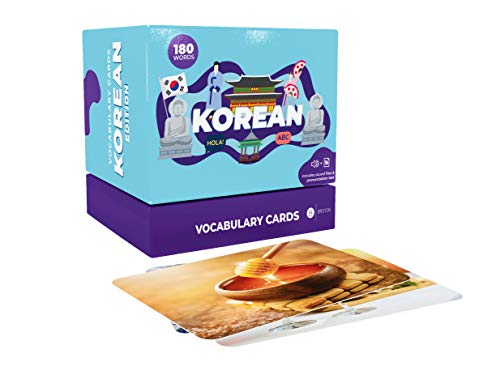 180 Korean Vocabulary Hangul Flash Cards – Educational Language Learning Resource with Pictures for Memory & Sight Words - Fun Game Play - Grade School, Classroom, or Homeschool Supply – Briston Brand