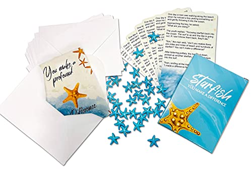 90 Piece Starfish Story Cards & Mini Keepsake Starfish - Appreciation & Recognition Notecards with Envelopes - for Teacher Gifts, Kids Lunch Box Notes, Student/Volunteer Rewards, Employee Motivation