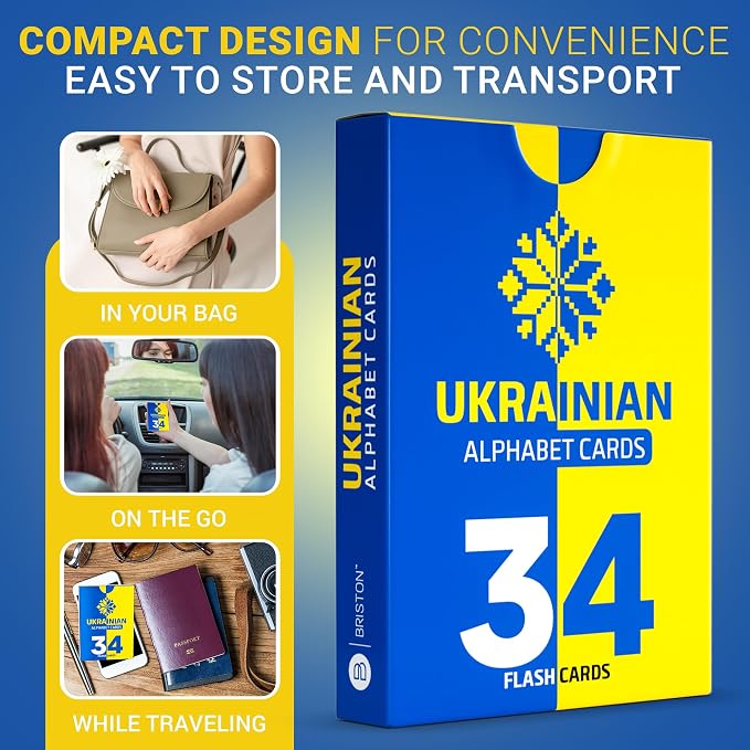 Ukrainian Alphabet Flash Cards – 34 Cards with IPA & Stroke Order Guide