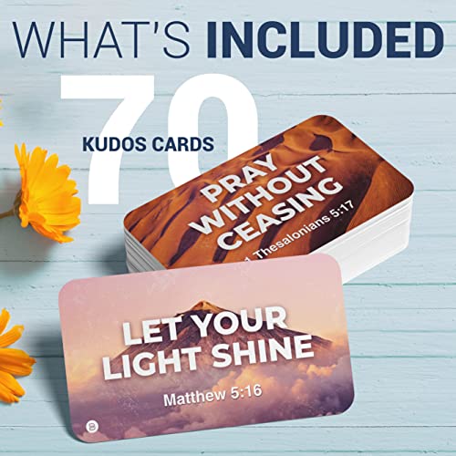 70 Bible Verse Kudos Cards – Inspirational Religious Christian Scripture Quotes Mini Postcards – 14 Thank You Appreciation & Encouragement Prayer Blank Back – Kids, Teachers, Employees, Mom & Dad Gift