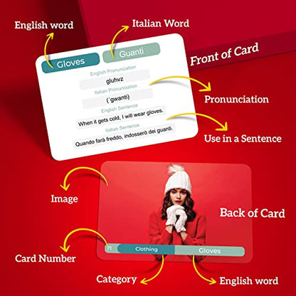 Briston Italian Language Vocabulary Flash Cards Comprehensive, Engaging, and Perfect for Beginners Learning Italian