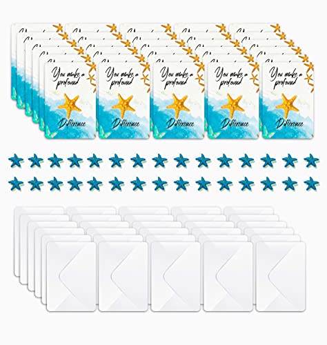 90 Piece Starfish Story Cards & Mini Keepsake Starfish - Appreciation & Recognition Notecards with Envelopes - for Teacher Gifts, Kids Lunch Box Notes, Student/Volunteer Rewards, Employee Motivation