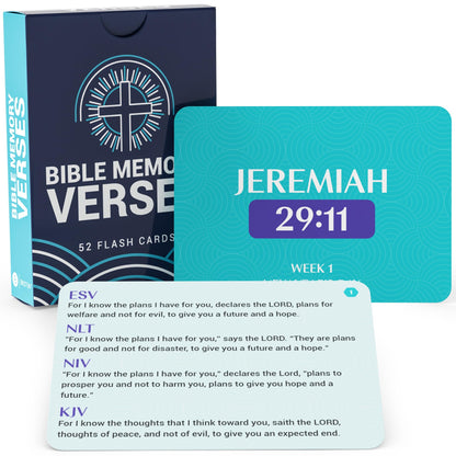 Briston 52-Week Bible Memory Verse Flash Cards – Year-Round Weekly Scripture – Multi-Translation Old & New Testament: ESV, NLT, NIV, KJV – Individual or Group Study - Inspirational Guidance & Goals