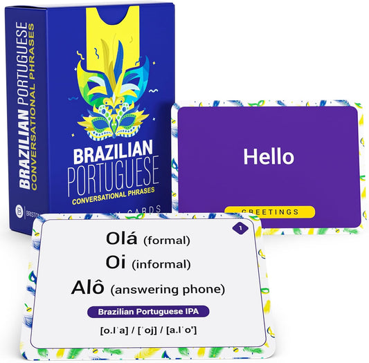 Brazilian Portuguese Conversational Phrases Flash Cards – 75 with Audio