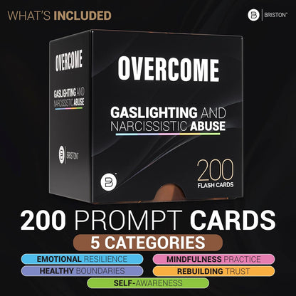 Briston Overcome Mental Health 200 Cards for Gaslighting & Narcissistic Abuse Therapy & Recovery, Counseling Conversations, Emotional Health, Relapse & Suicide Prevention and Mental Health Awareness