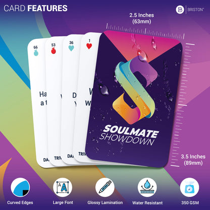 Briston Soulmate Showdown: Couples Trivia & Dare Flash Cards - 78 Card Set for Relationship Growth, Adding Spice & Fun Date Nights - New & Seasoned Couples - Romantic Game for Adults