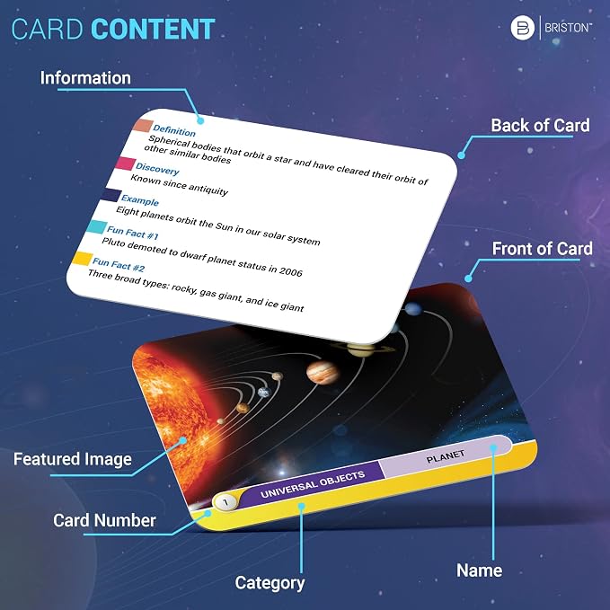 Astronomy Flash Cards – 77 Space Facts, Solar System, Stars & Galaxies