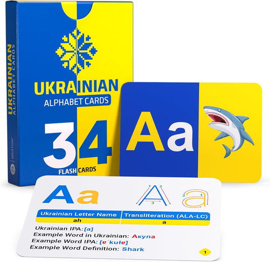 Ukrainian Alphabet Flash Cards – 34 Cards with IPA & Stroke Order Guide