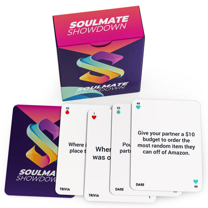 Briston Soulmate Showdown: Couples Trivia & Dare Flash Cards - 78 Card Set for Relationship Growth, Adding Spice & Fun Date Nights - New & Seasoned Couples - Romantic Game for Adults