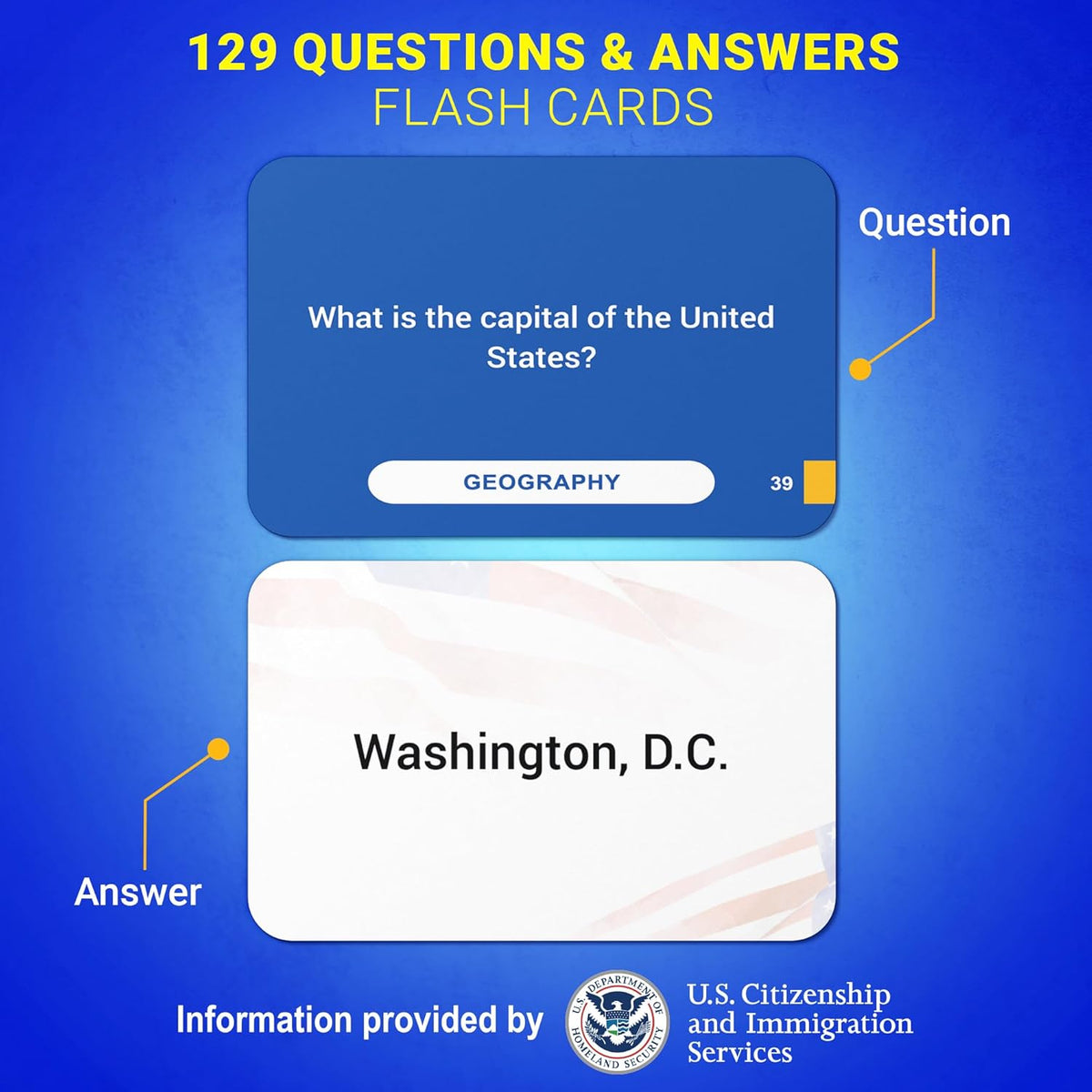 US Citizenship Test Flash Cards – 130 Civics Questions for Naturalization