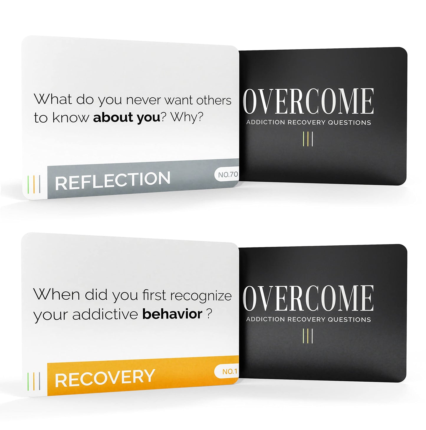 Overcome - Addiction Recovery Questions Group Therapy Game 70 Cards – Therapeutic & Counseling Conversations – Icebreaker Tool for Mental Health Professionals & Small Groups