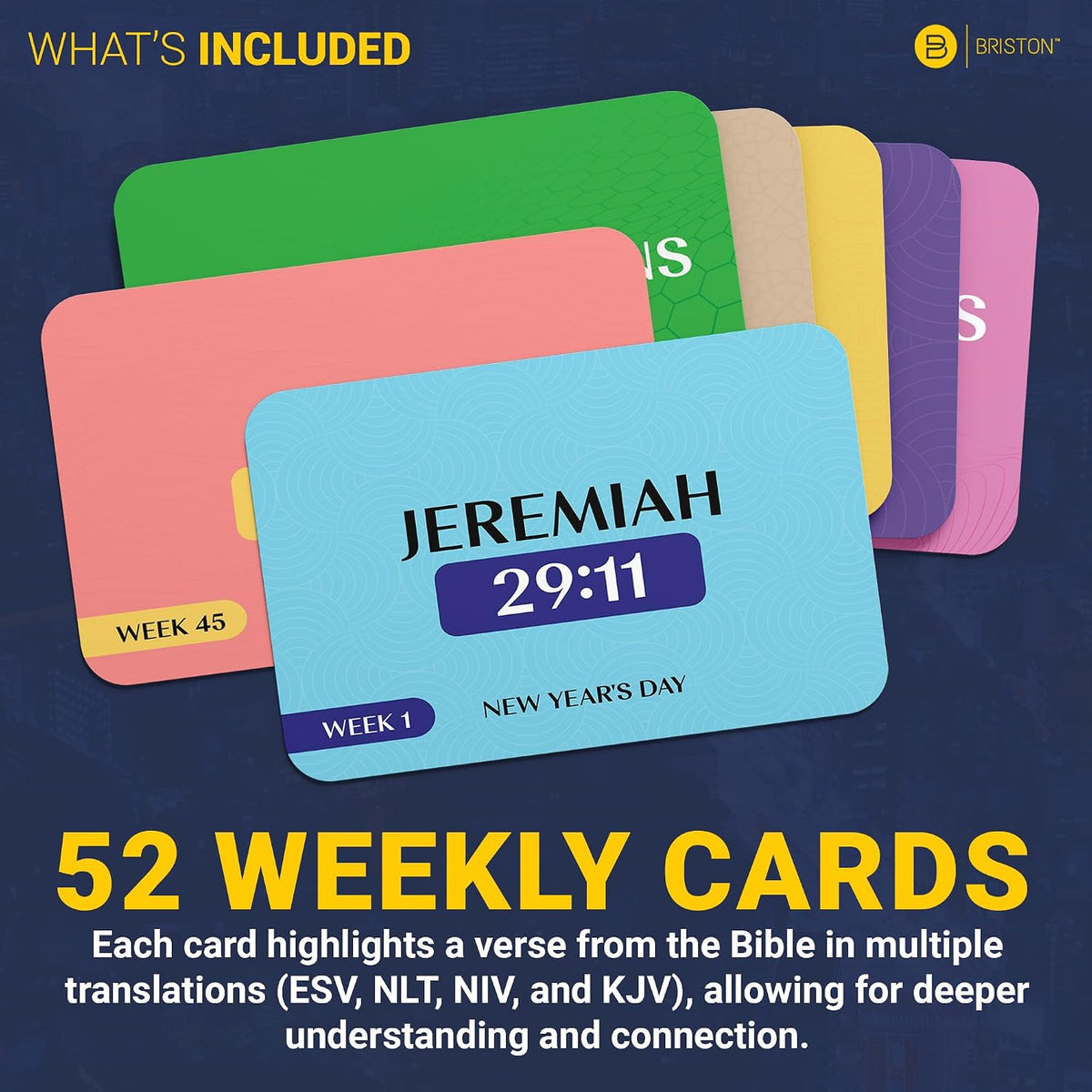 Bible Memory Verse Flash Cards – 52 Weekly Scripture Cards in 4 Translations
