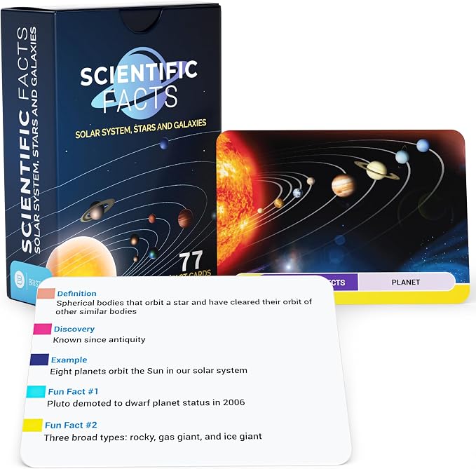 Astronomy Flash Cards – 77 Space Facts, Solar System, Stars & Galaxies