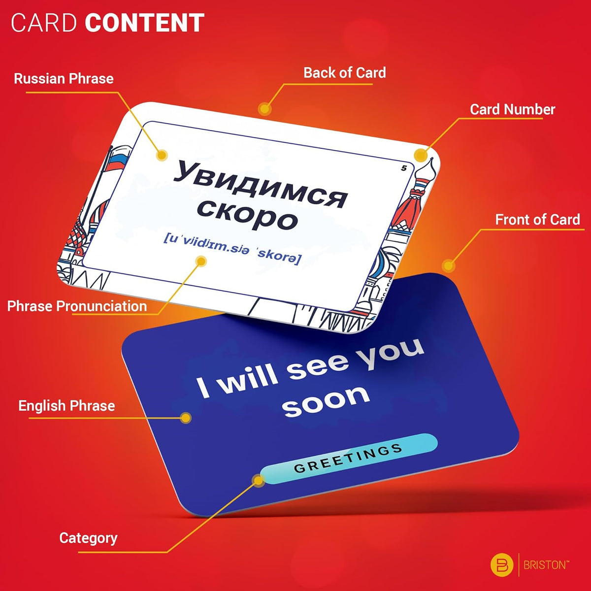 Briston Russian Flash Cards with Audio – 75 Conversational Phrases