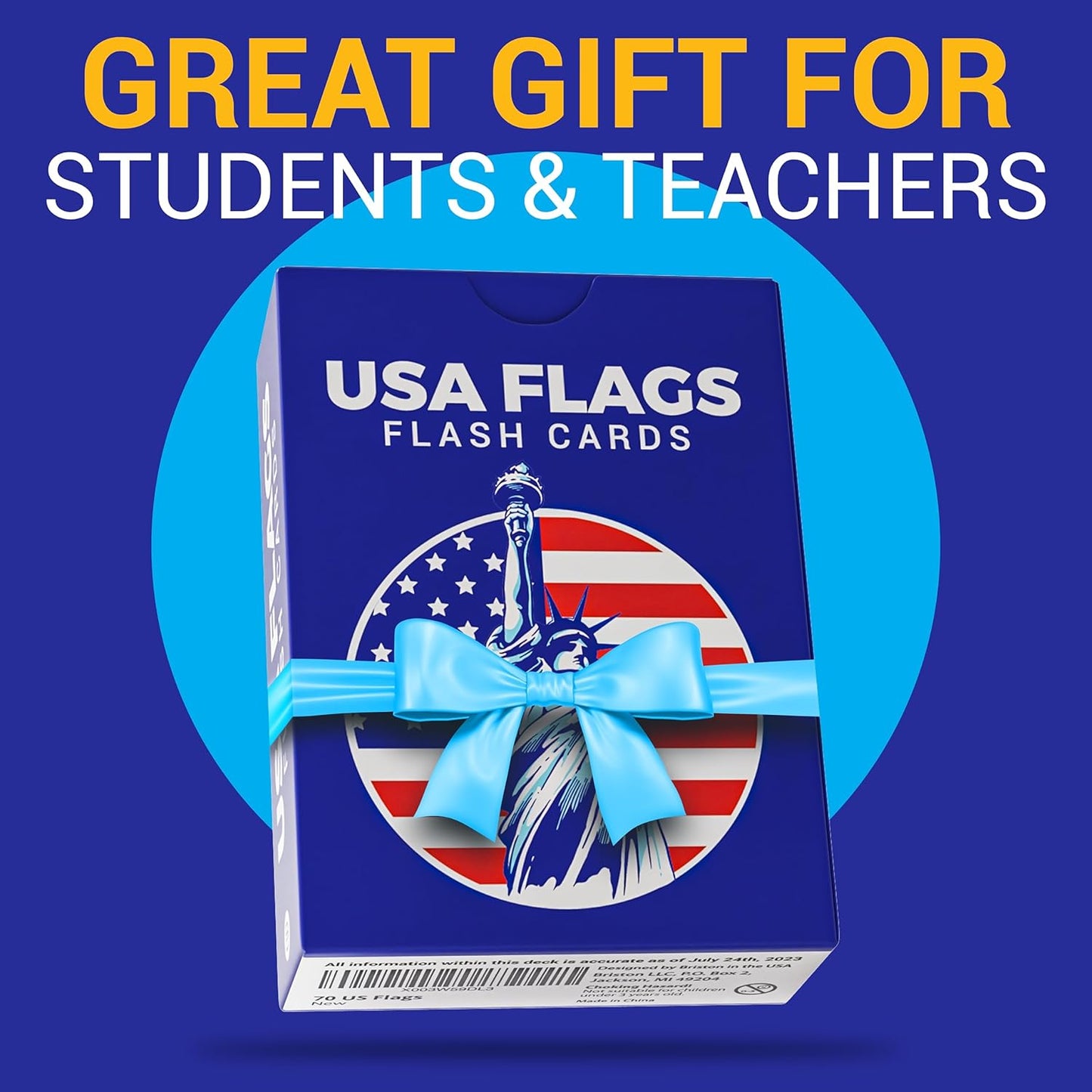 Briston 71 USA Geography & Flag Fun Flash Cards – US States, Territories, Native Tribes & More – History, Origins, & Insights – Educational Flashcard Game Gift for Kids, Adults, Students & Teachers