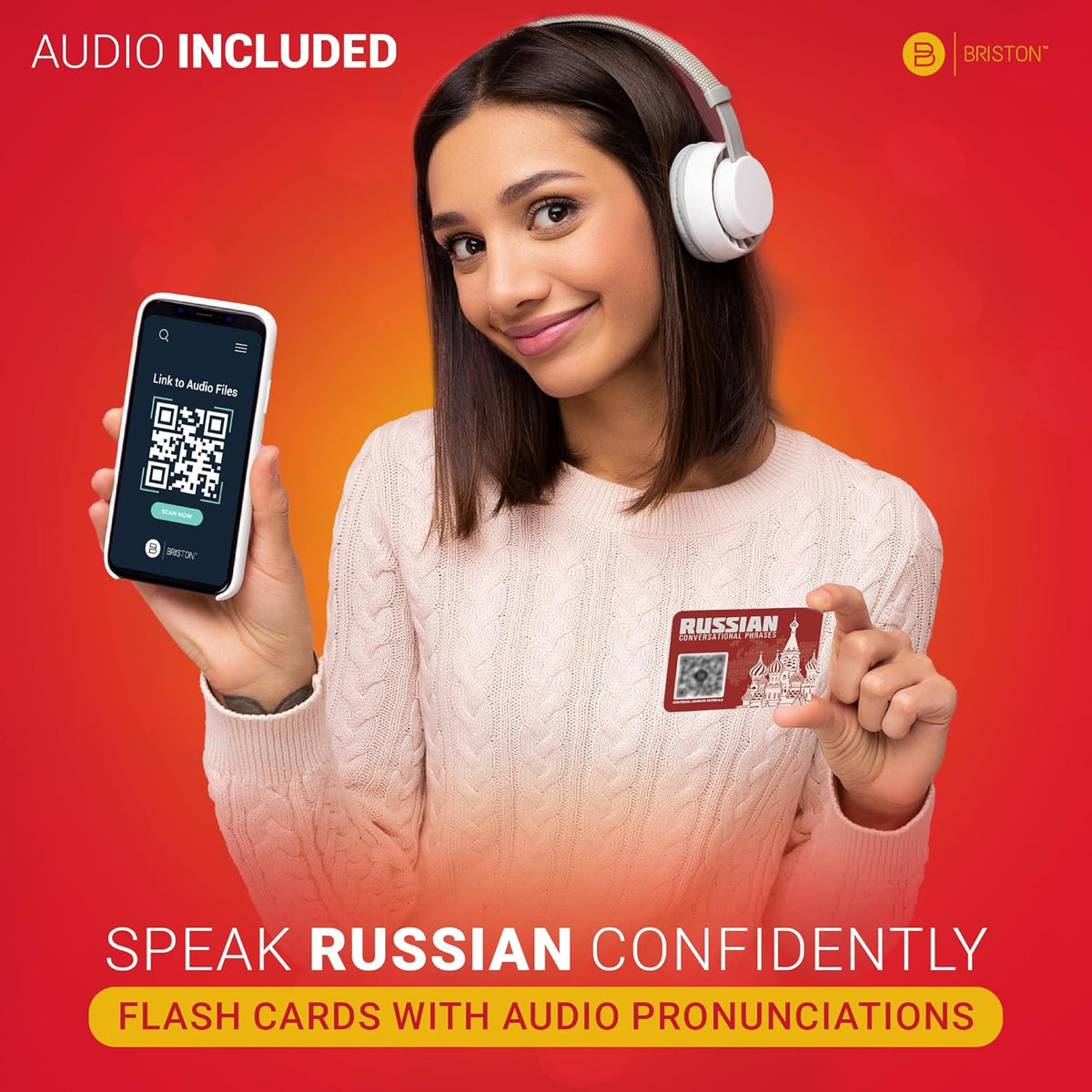 Briston Russian Flash Cards with Audio – 75 Conversational Phrases