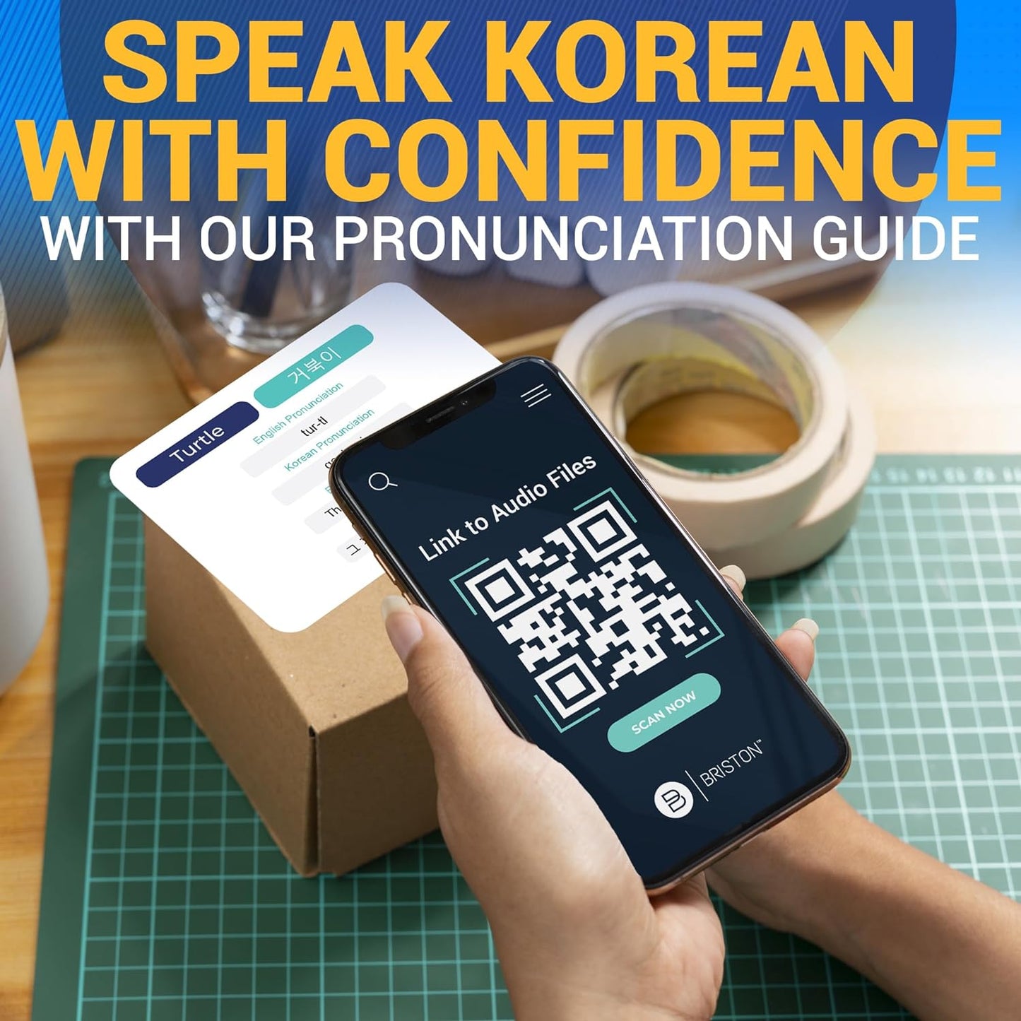 Briston Korean 300 Vocabulary Hangul Flash Cards – Educational Language Learning Resource Vocab with Pictures for Memory & Sight Words - Fun Game Play - Grade School, Classroom, or Homeschool Supply