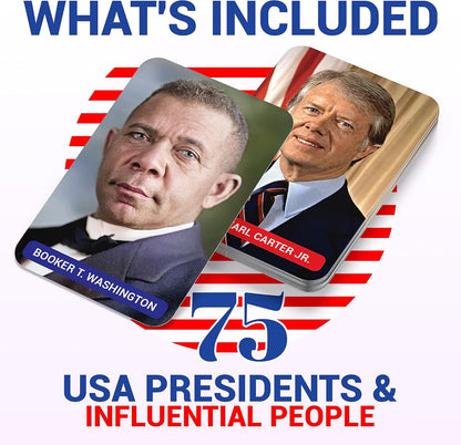 United States History Flash Cards – 75 US American Presidents & Influential People – AP Learning Resource for Studying, Government Teaching Aid Tool, Social Studies Civics Reference – Classroom & Home