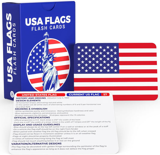 Briston 71 USA Geography & Flag Fun Flash Cards – US States, Territories, Native Tribes & More – History, Origins, & Insights – Educational Flashcard Game Gift for Kids, Adults, Students & Teachers