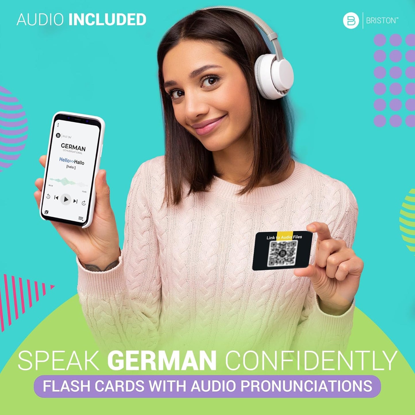 German Conversational Phrases Flash Cards with Audio – 75 Cards