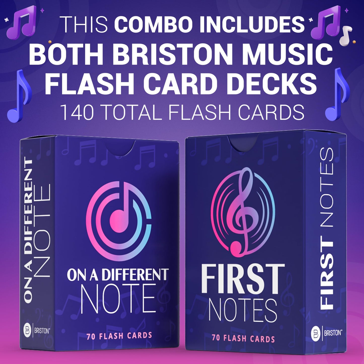 Briston Musicians Combo Beginner & Intermediate 140 Flashcards - First Notes & On a Different Note Pack - Band Kids & Music Education - Teacher or Home Study Learning Tool for Students of The Arts