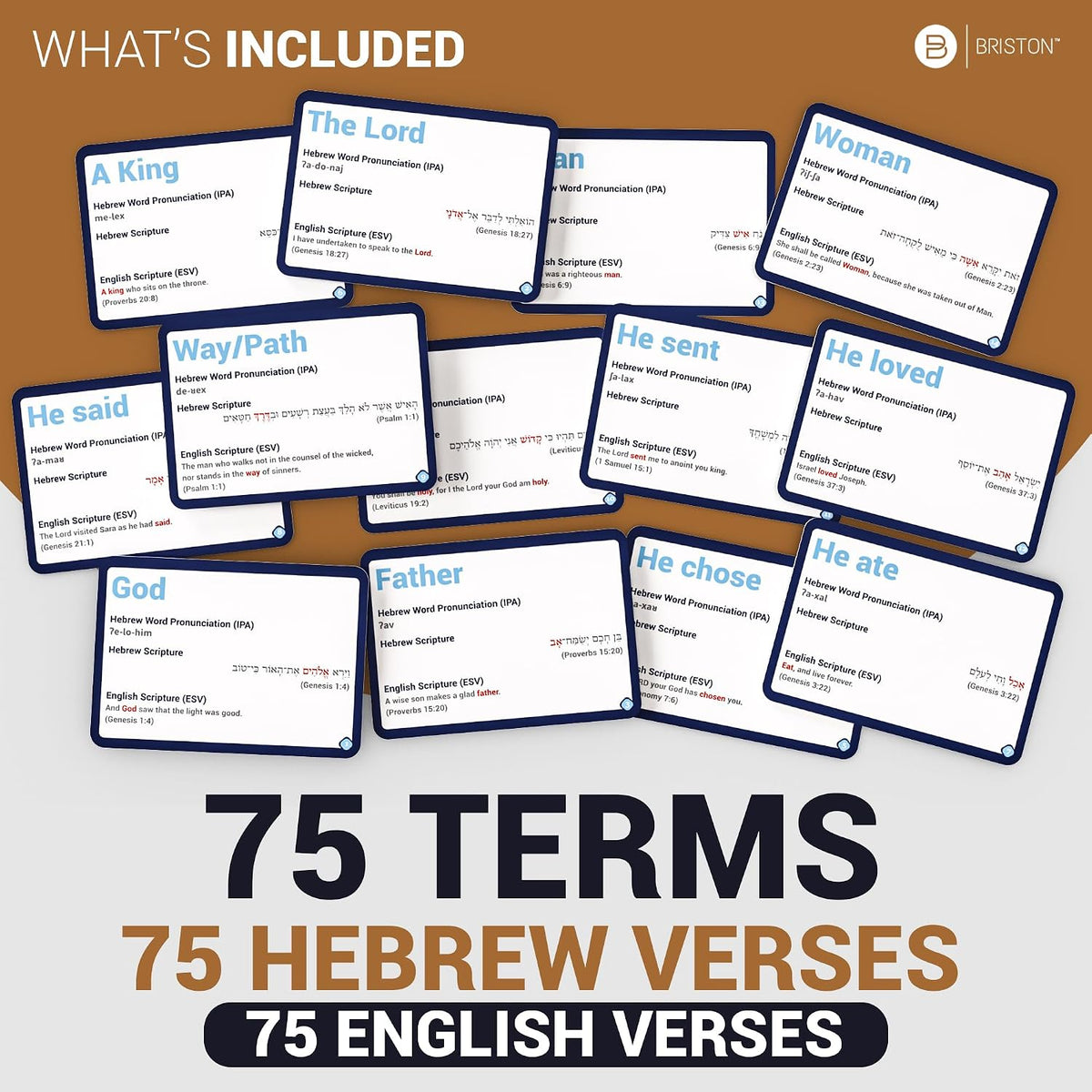 Biblical Hebrew Vocabulary Flash Cards with Audio – 75 Scripture Words