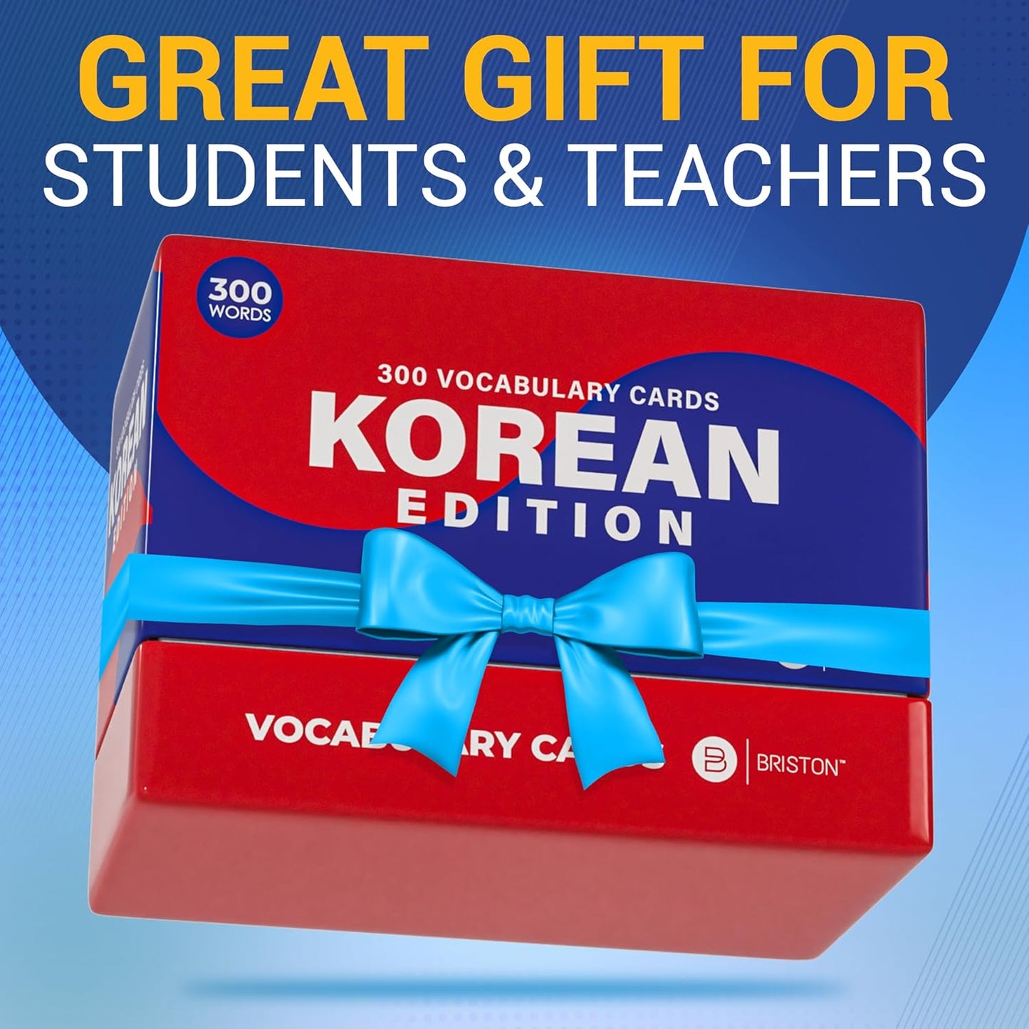 Briston Korean 300 Vocabulary Hangul Flash Cards – Educational Language Learning Resource Vocab with Pictures for Memory & Sight Words - Fun Game Play - Grade School, Classroom, or Homeschool Supply