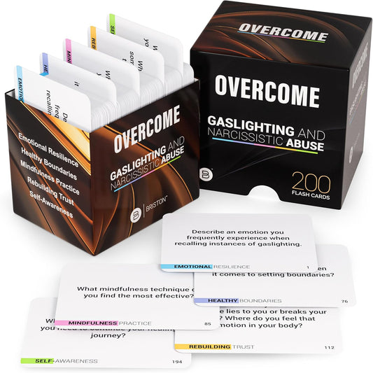 Briston Overcome Mental Health 200 Cards for Gaslighting & Narcissistic Abuse Therapy & Recovery, Counseling Conversations, Emotional Health, Relapse & Suicide Prevention and Mental Health Awareness