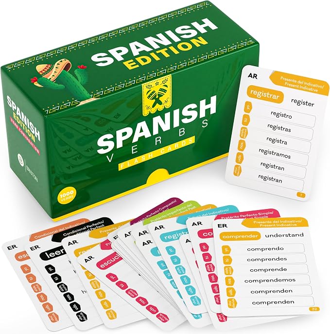 Spanish Verb Conjugation Flash Cards – 1,000 Verbs, 9 Tenses