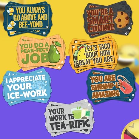 Teacher Appreciation Thank You Cards – 70 Punny Notes, 7 Designs