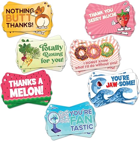 Funny Thank You Cards – 70 Punny Appreciation Notes, 7 Designs